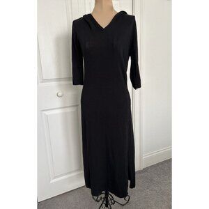 Guess Collection Hooded Elbow Length Sleeve Knit Sweater Midi Dress Black Size S